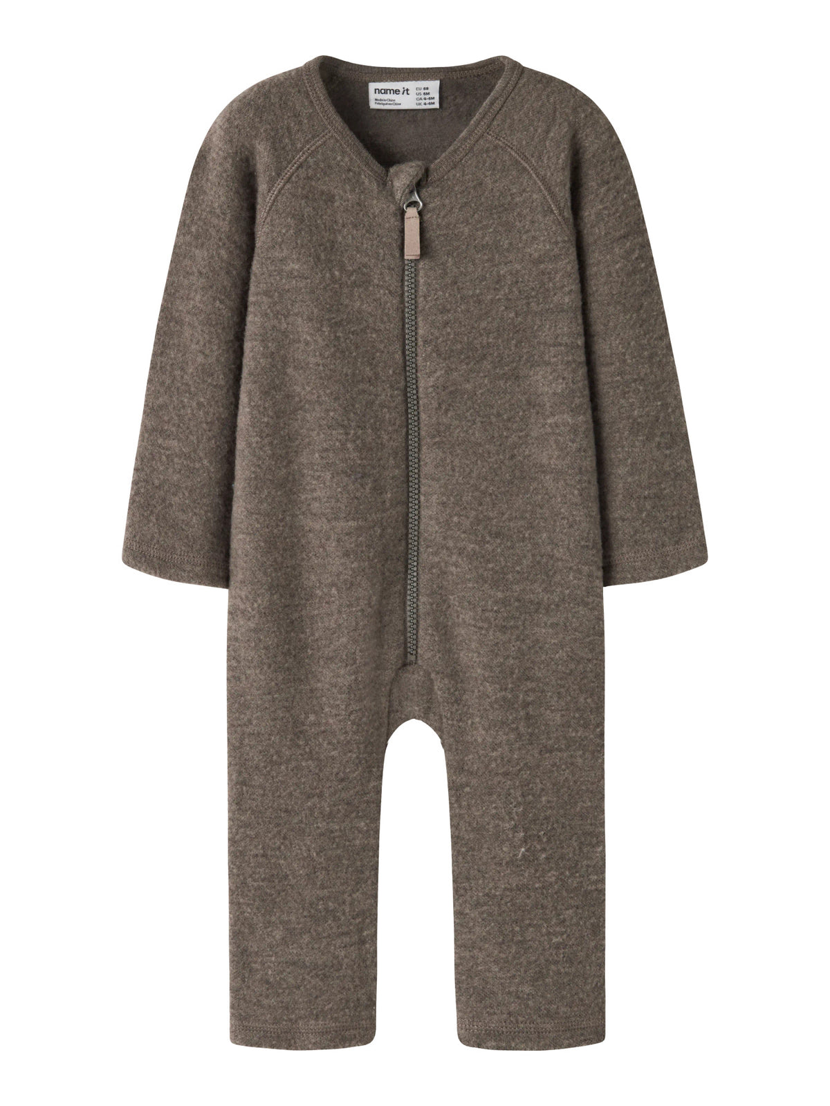MERINOULL SPARKDRÄKT - NBFWMINO WOOL BRU LS SUIT - Morel