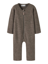MERINOULL SPARKDRÄKT - NBFWMINO WOOL BRU LS SUIT - Morel