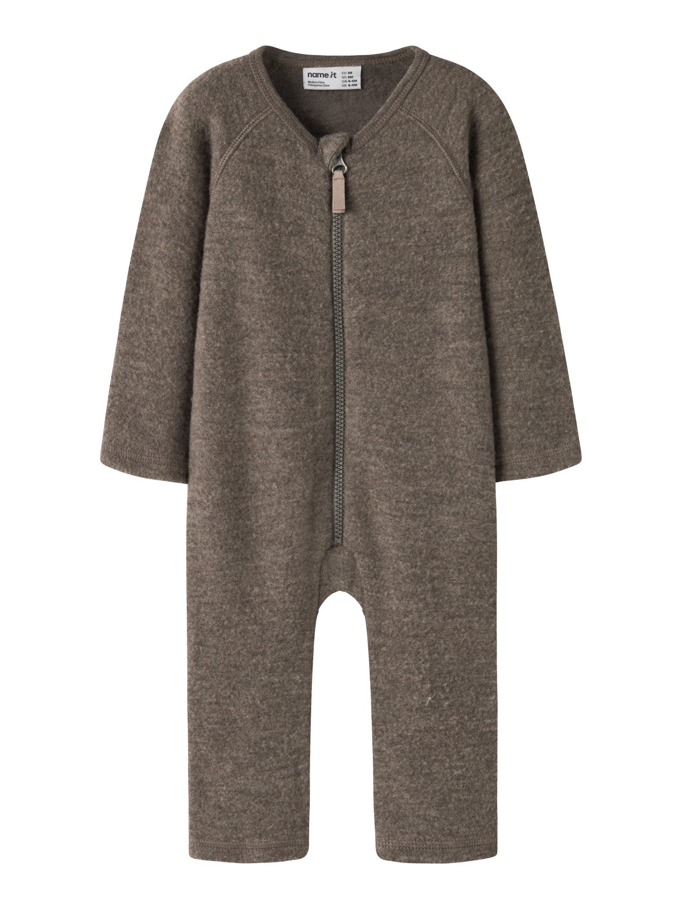 MERINOULL SPARKDRÄKT - NBFWMINO WOOL BRU LS SUIT - Morel