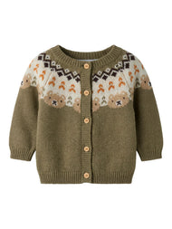 Stickad Babykofta i Ekologisk Bomull - Mermaid - NBMOSMANE LS KNIT CARD