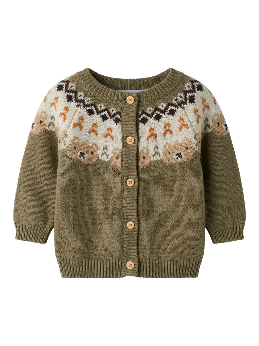 Stickad Babykofta i Ekologisk Bomull - Mermaid - NBMOSMANE LS KNIT CARD