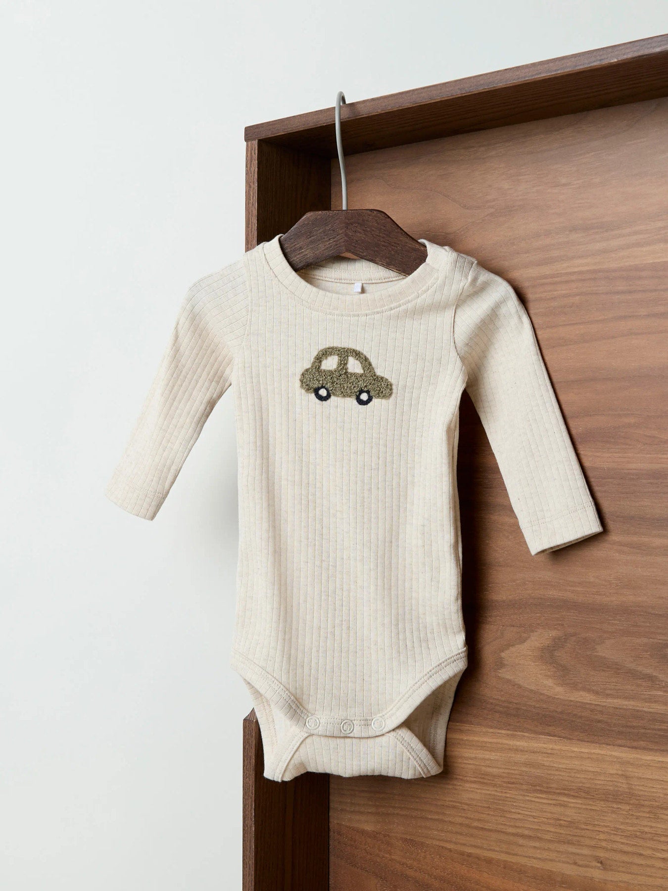 Ribbad Babybody med Broderi - Peyote Melange - NBMOLANDER LS BODY BOX
