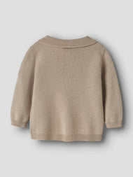 Cardigan - 56-86 - White Pepper - NBMRONAN LS KNIT POLO CARD LIL