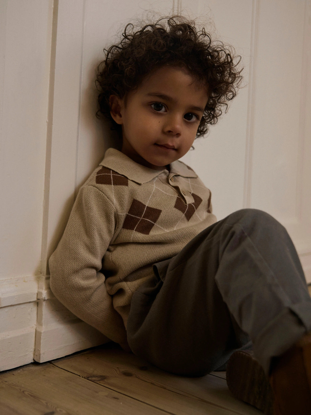 Polo-Shirt - 92-128 - White Pepper - NMMRONAN LS KNIT POLO LIL