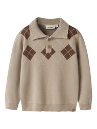 Polo-Shirt - 92-128 - White Pepper - NMMRONAN LS KNIT POLO LIL