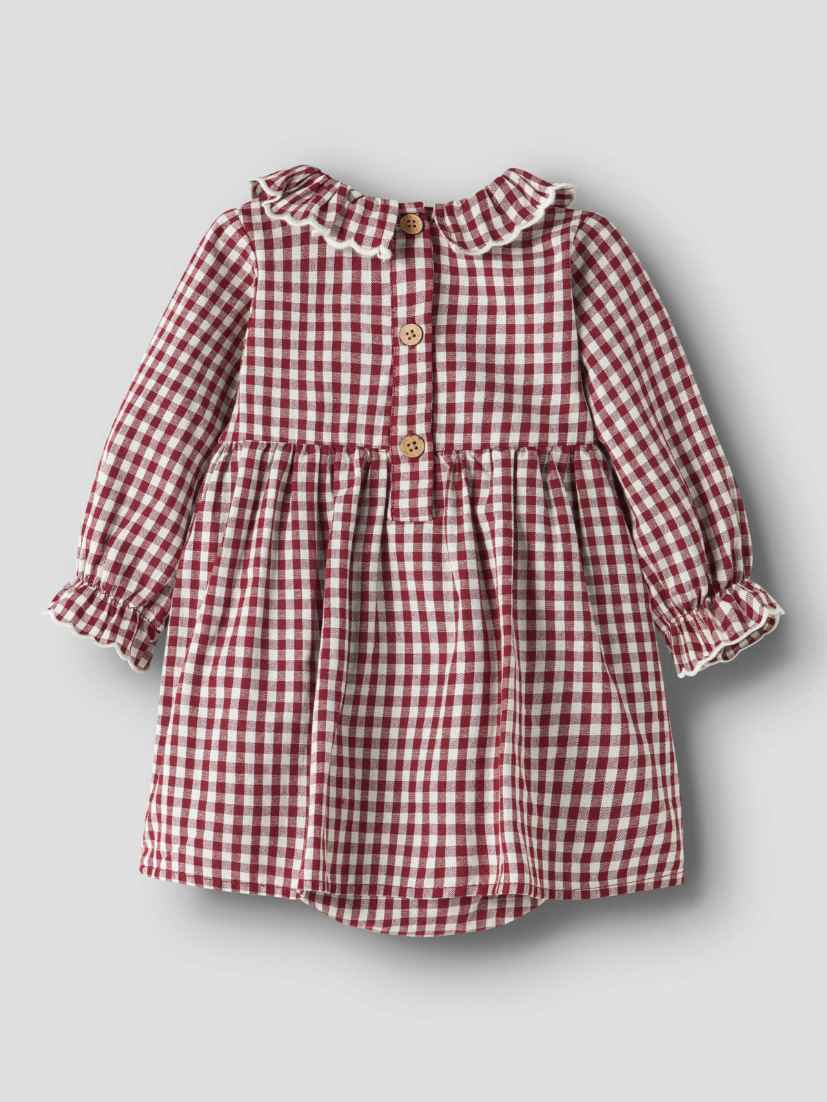 Rutig Bomullsklänning med Volangkrage 56-86 – Biking Red - NBFROANNE LS BODY DRESS LIL