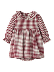 Rutig Bomullsklänning med Volangkrage 56-86 – Biking Red - NBFROANNE LS BODY DRESS LIL