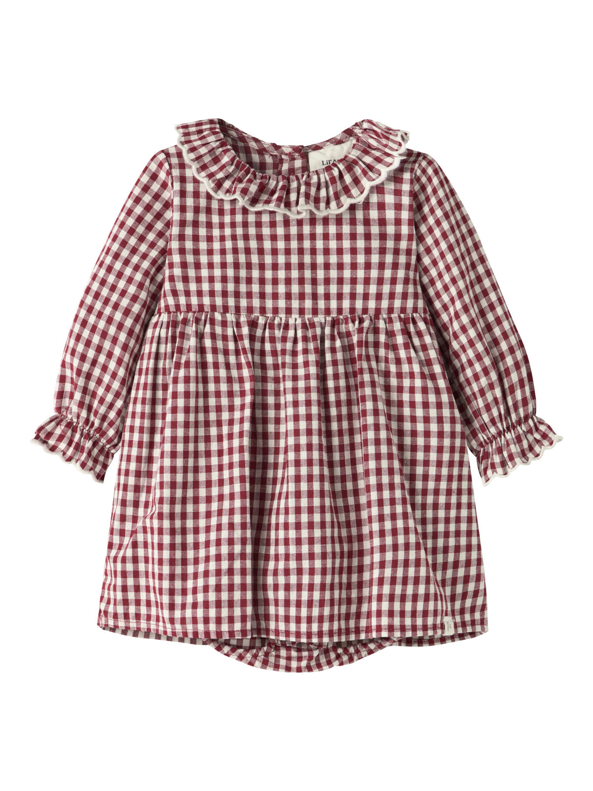 Rutig Bomullsklänning med Volangkrage 56-86 – Biking Red - NBFROANNE LS BODY DRESS LIL