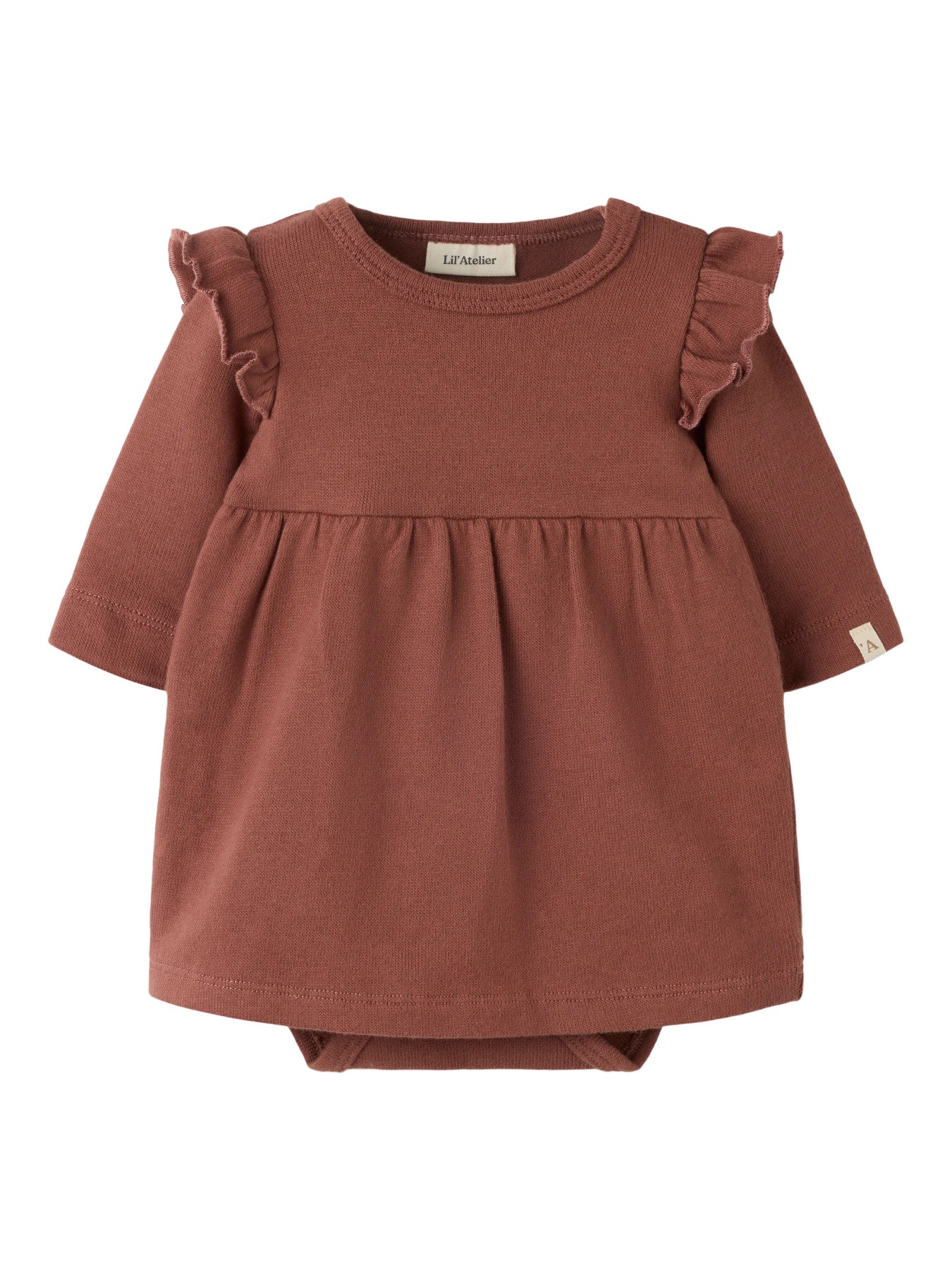 Bodyklänning Ekologisk Bomull - Mahogany - NBFTHORO LS LOOSE BODY DRESS LIL