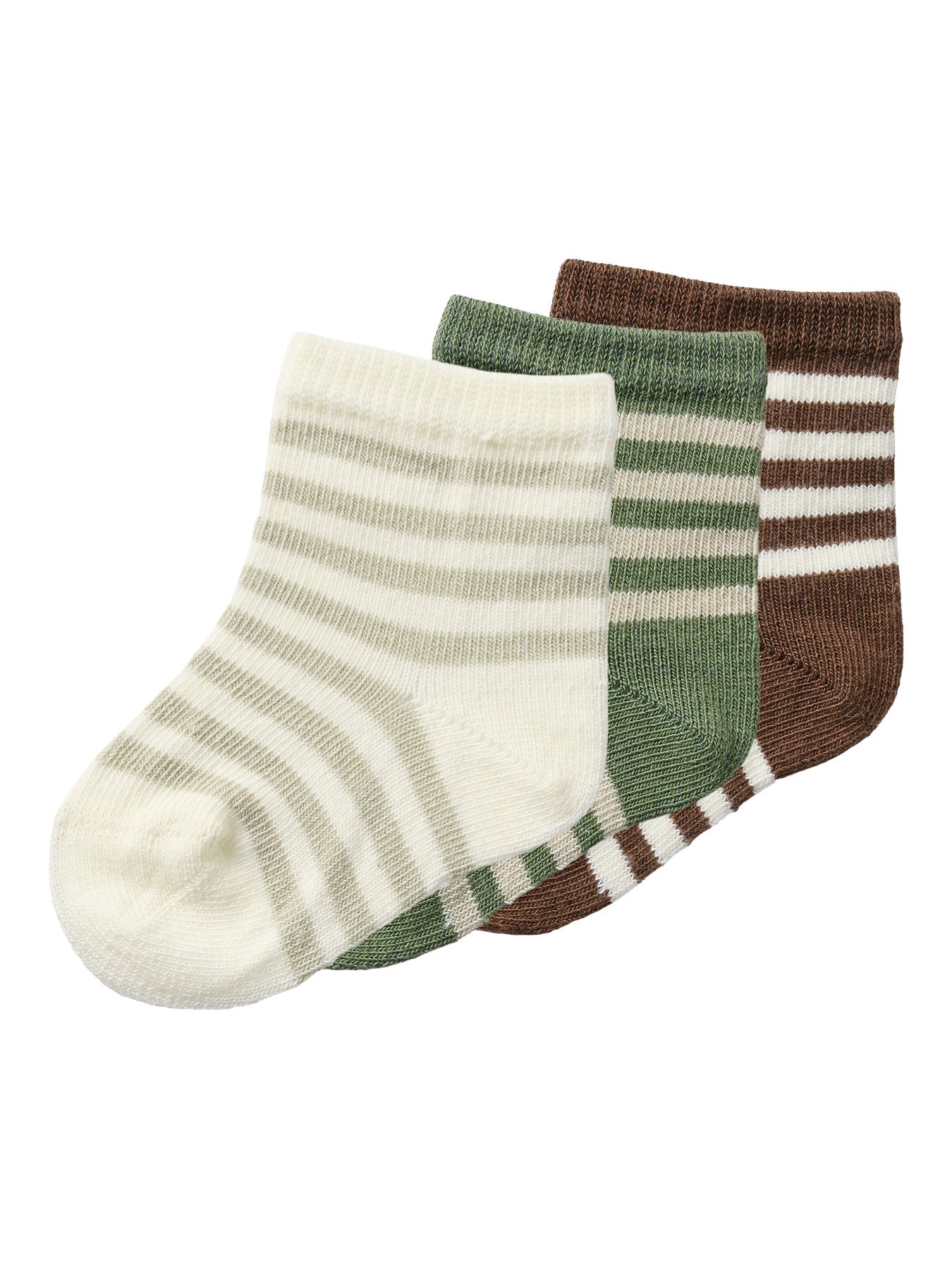 Randiga Babystrumpor i Ekologisk Bomull 3-pack - Turtledove - NBMROSSA DIR 3 PACK SOCK LIL