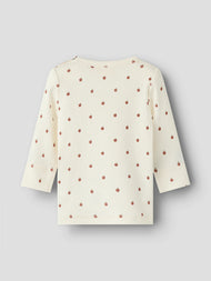 Ribbad T-Shirt i organisk bomull - NBNGAGO KIM LS SLIM TOP LIL - Turtledove APPLE