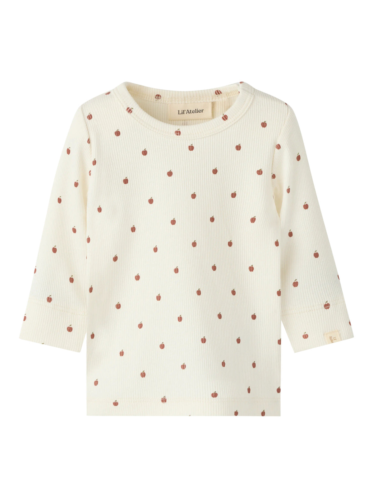 Ribbad T-Shirt i organisk bomull - NBNGAGO KIM LS SLIM TOP LIL - Turtledove APPLE