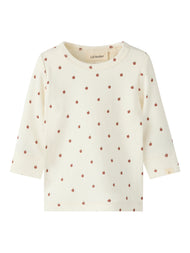 Ribbad T-Shirt i organisk bomull - NBNGAGO KIM LS SLIM TOP LIL - Turtledove APPLE