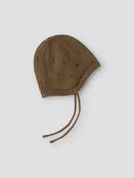 Stickad mössa i ekologisk bomull - NBNLAGUNA KNIT HAT LIL - Teak