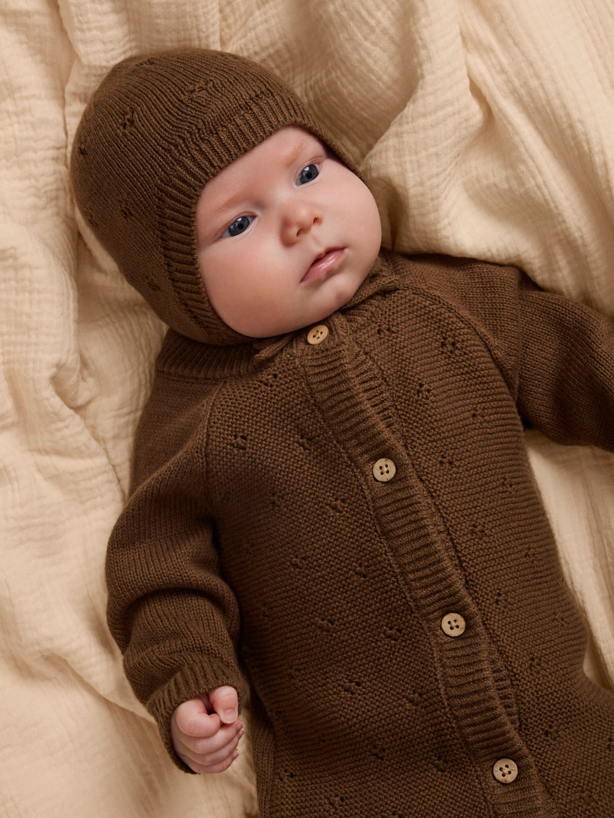 Stickad mössa i ekologisk bomull - NBNLAGUNA KNIT HAT LIL - Teak
