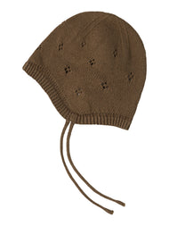 Stickad mössa i ekologisk bomull - NBNLAGUNA KNIT HAT LIL - Teak