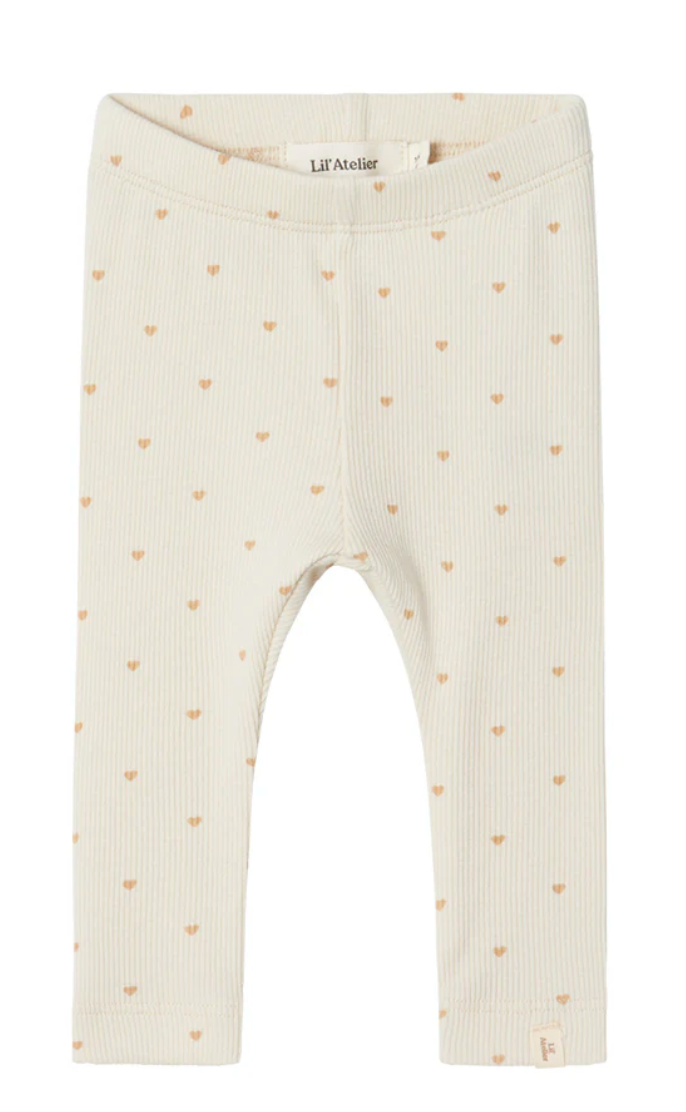 Leggings ribbade med små hjärtan