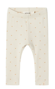 Leggings ribbade med små hjärtan