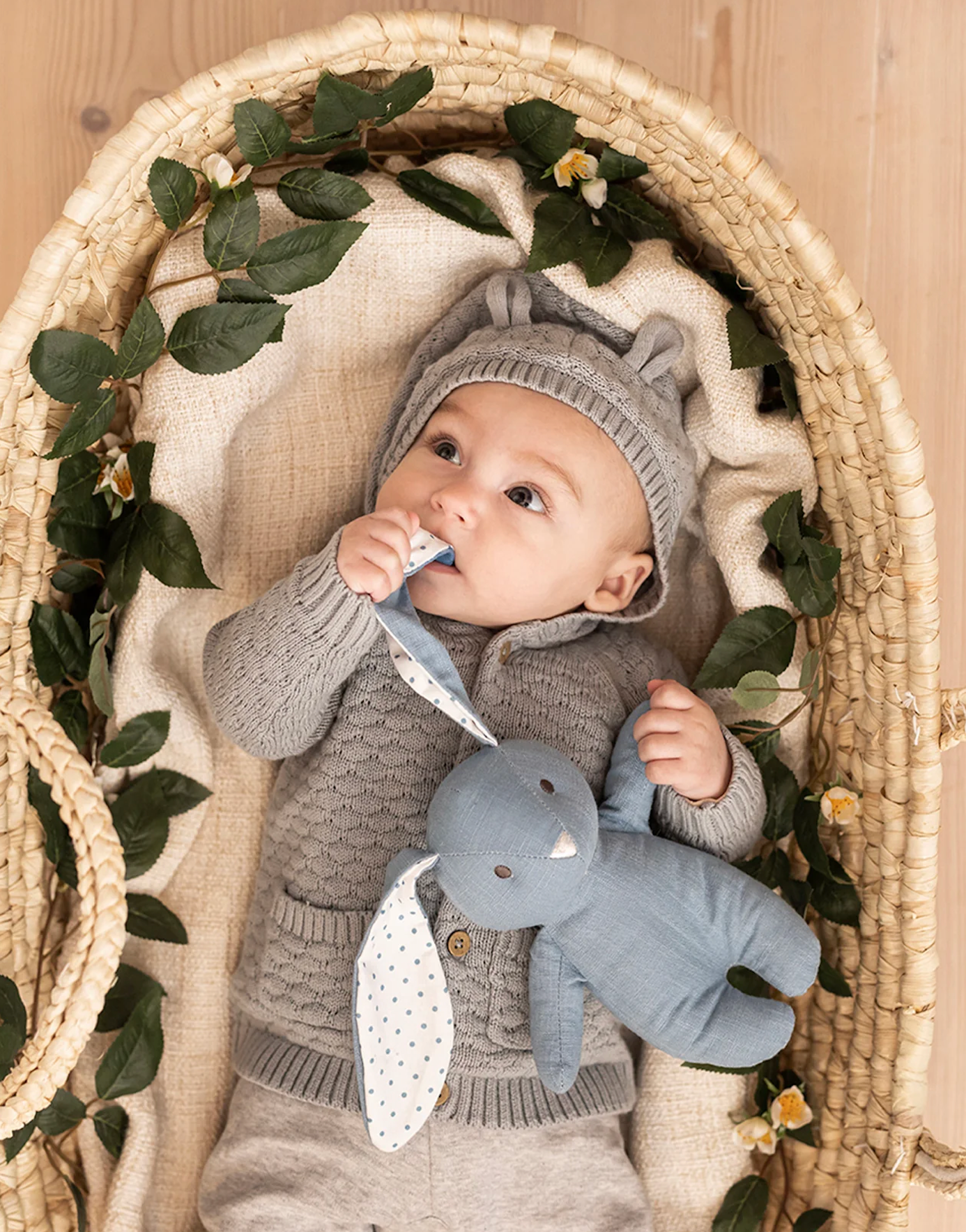 Elina, Bunny, Cotton & Linen Mix, Blue