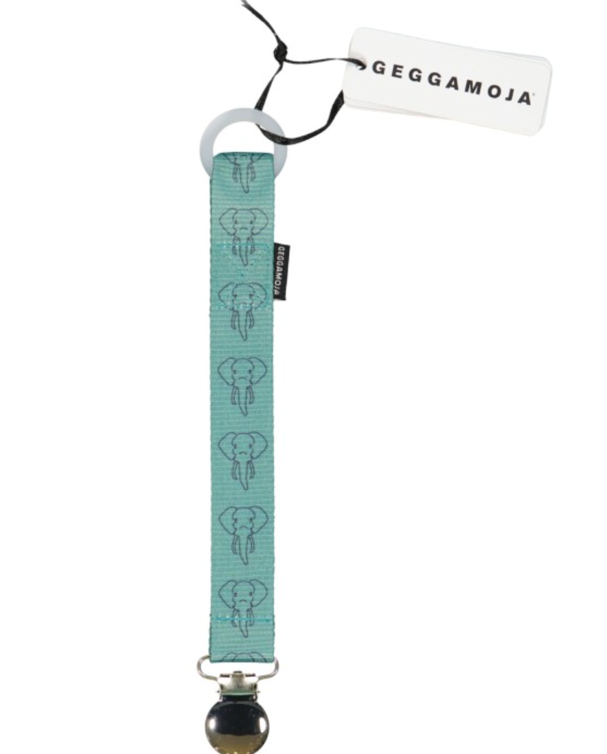 Geggamoja Napphållare Grön med Elefanter