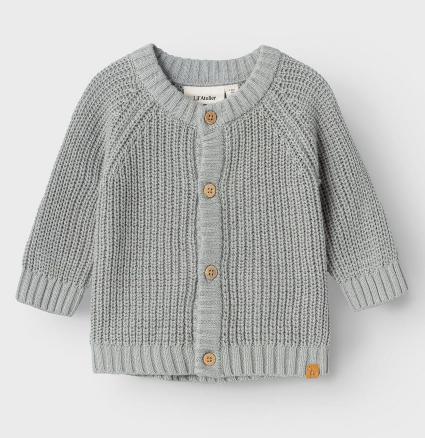 LÅNGÄRMAD STICKAD KOFTA limestone - NBNEMLEN LS KNIT CARD LIL NOOS