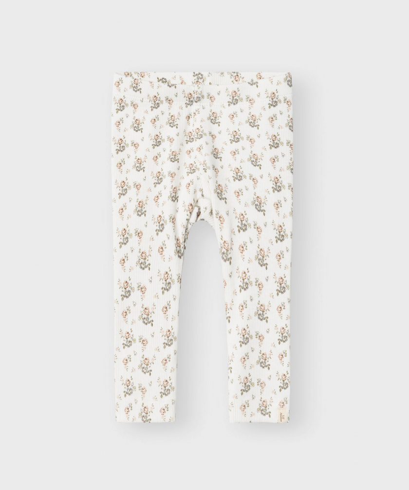 TRYCKTA LEGGINGS Coconut Milk flowers - NBFGAGO SLIM LEGGING LIL NOOS