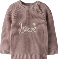 STICKAD TRÖJA BABY - NBFEMLEN EMB LS KNIT LIL