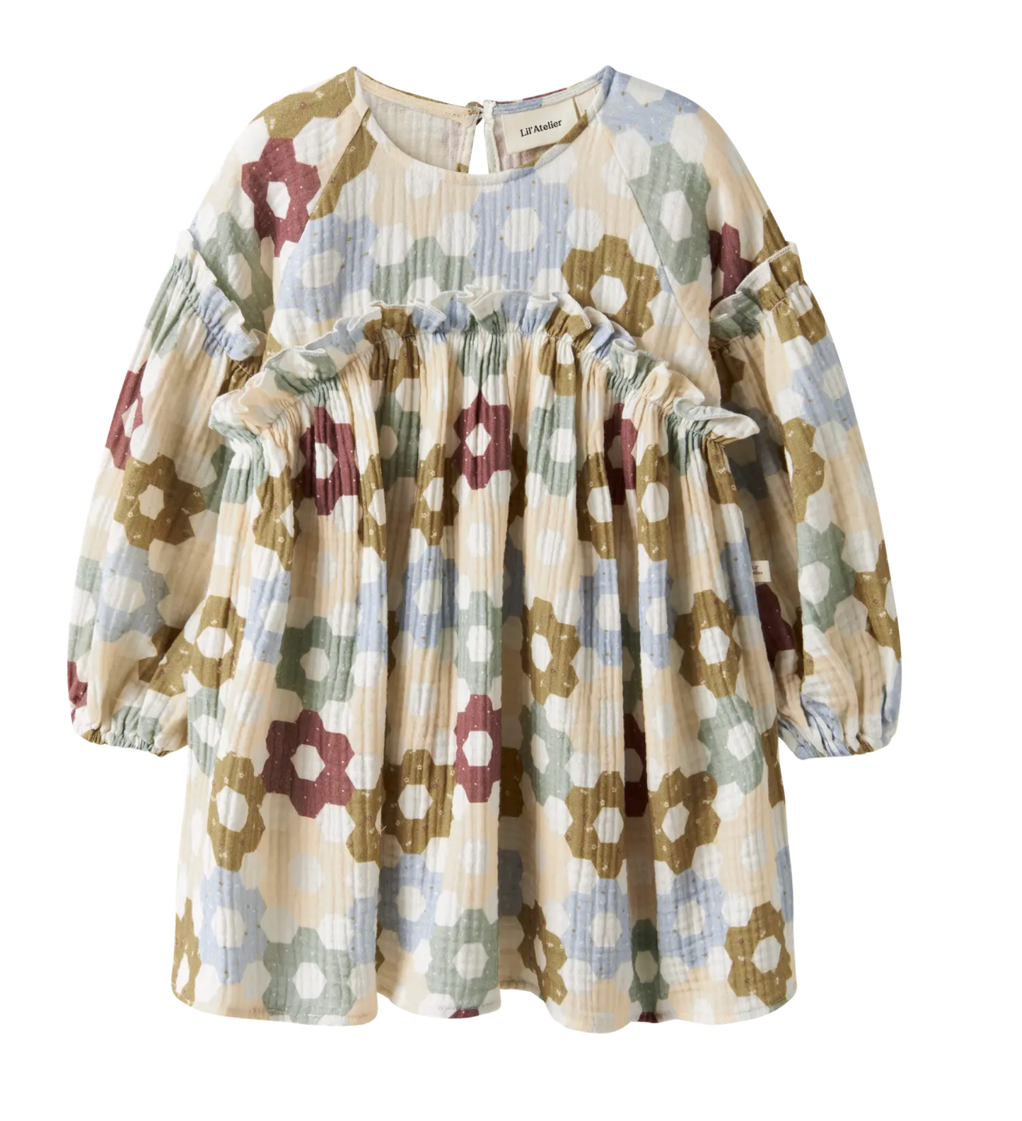 EKOLOGISK BOMULL KLÄNNING 92-122 - NMFTALIA LS LOOSE DRESS LIL