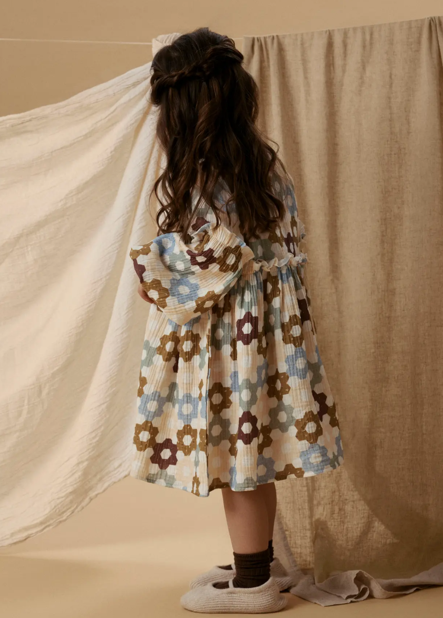 EKOLOGISK BOMULL KLÄNNING 92-122 - NMFTALIA LS LOOSE DRESS LIL