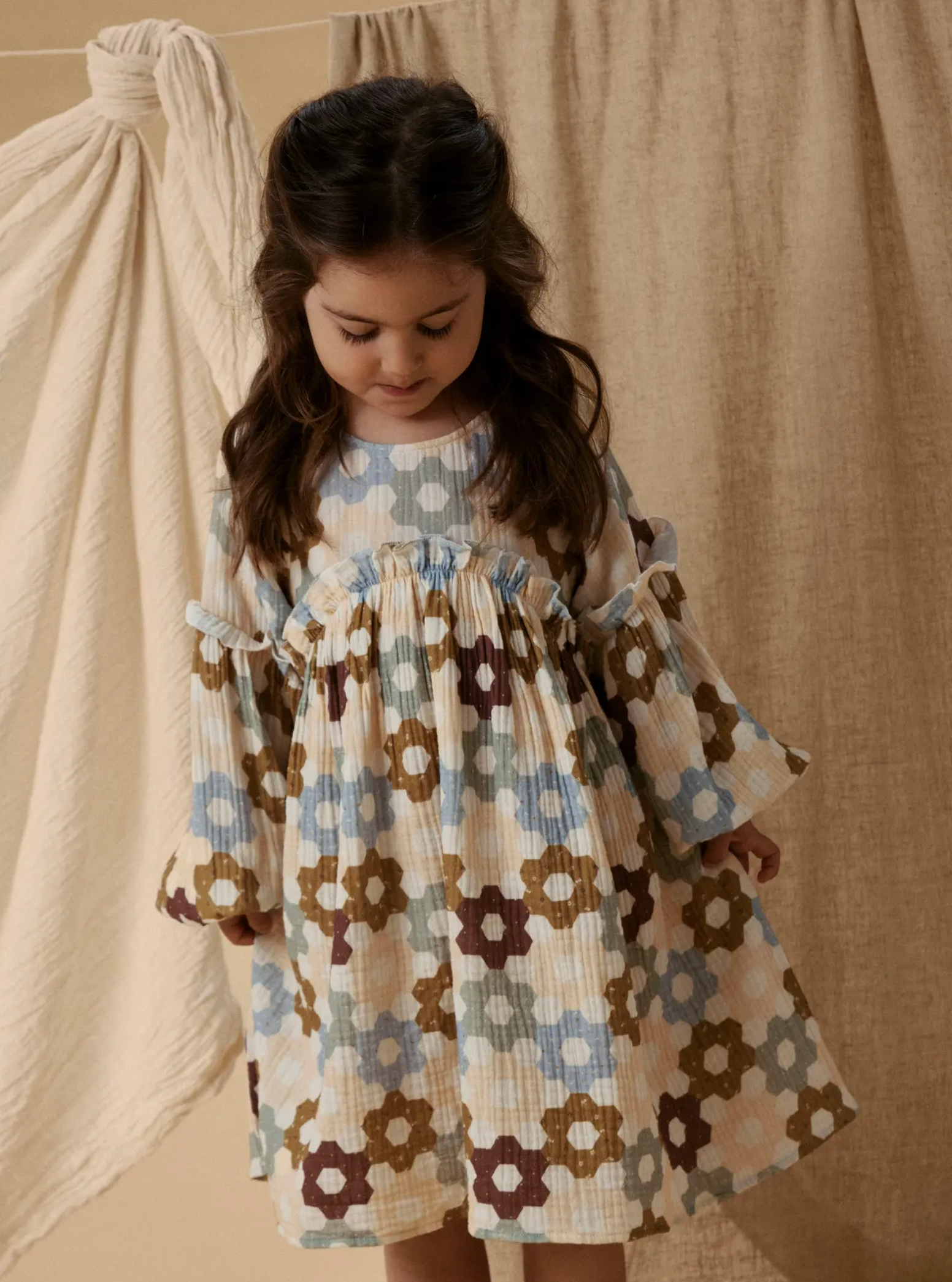 EKOLOGISK BOMULL KLÄNNING 92-122 - NMFTALIA LS LOOSE DRESS LIL