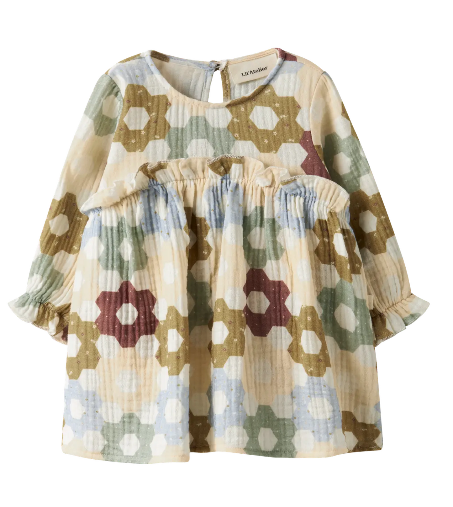 EKOLOGISK BOMULL KLÄNNING 56-86 - NBFTALIA LS LOOSE BODY DRESS LIL