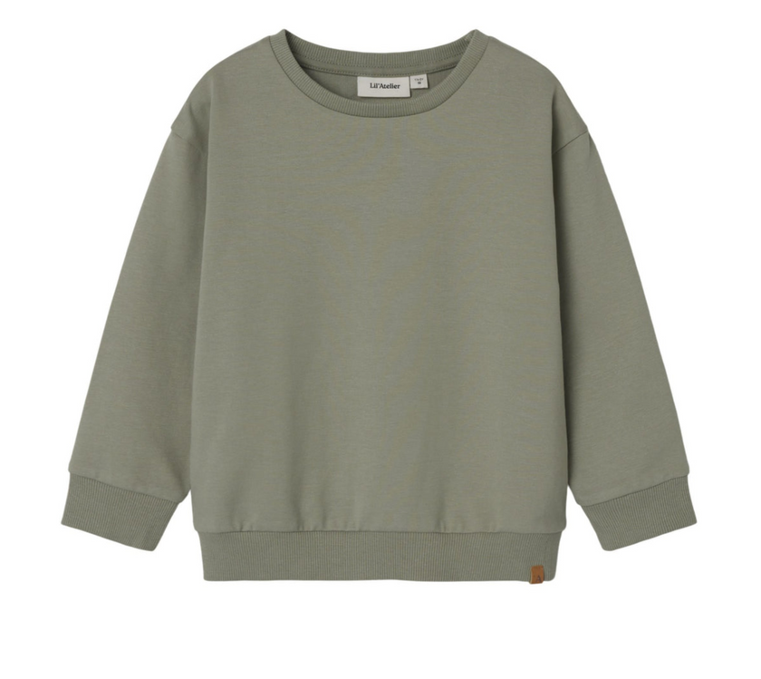 Sweatshirt - NMNOMAS LS LOOSE SWEAT LIL - Seagrass