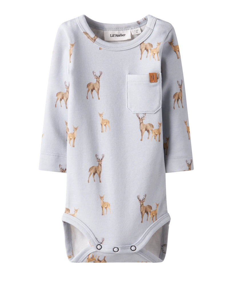 LÅNGÄRMAD BODY - NBMLAYO GEO LS SLIM BODY LIL - Gray Dawn