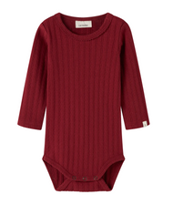 EKOLOGISK BOMULL BODY - NBFRITA SIG LS SLIM BODY LIL - RED DAHLIA