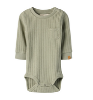 EKO BOMULL BODY - NBMTAO LS SLIM BODY LIL - Seagrass