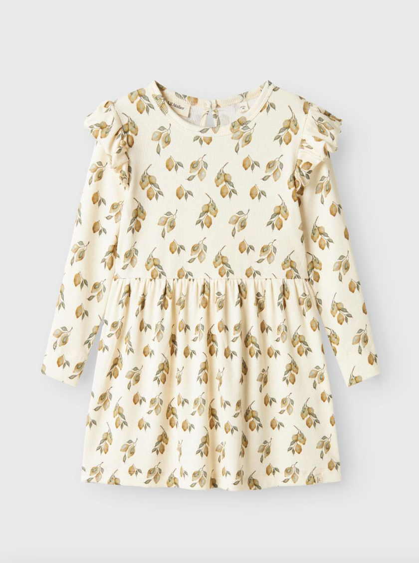 Lil' Atelier MINI  KORTÄRMAD KLÄNNING - Turtledove/Lemon