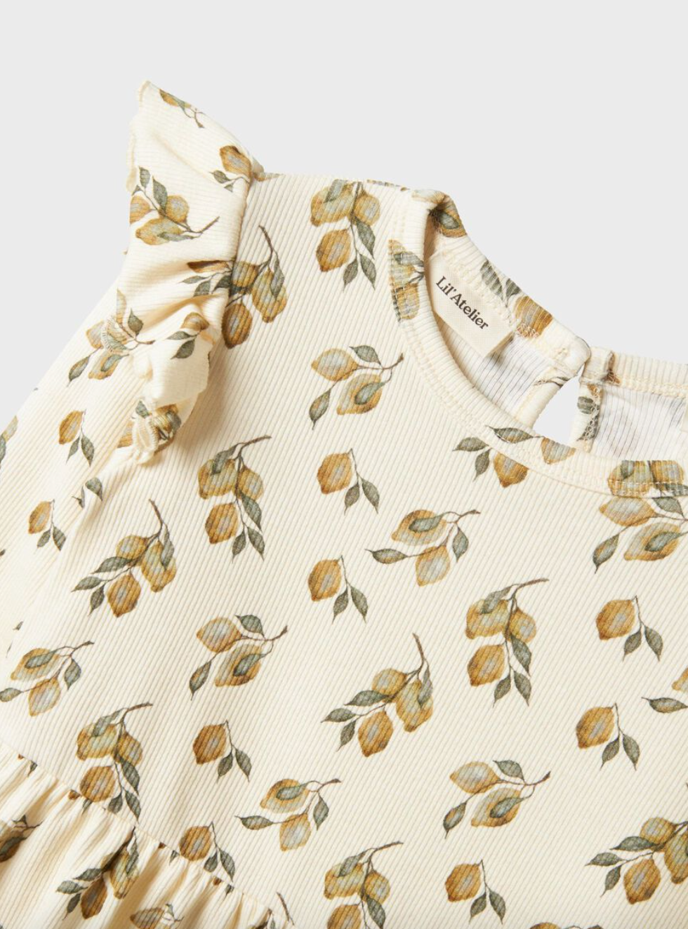 Lil' Atelier MINI  KORTÄRMAD KLÄNNING - Turtledove/Lemon