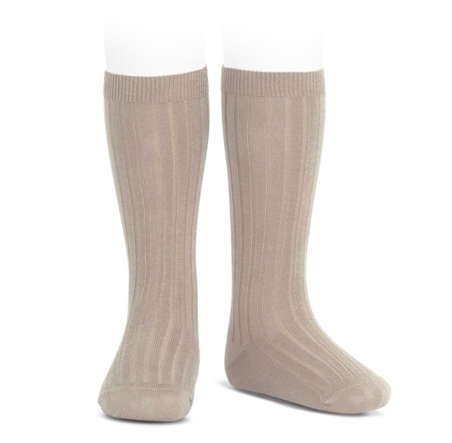 Ribbade knähöga strumpor nude