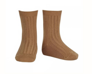 CONDOR - RIB SHORT SOCK: STL 23-26 (4år) COLOUR #347 TABACO