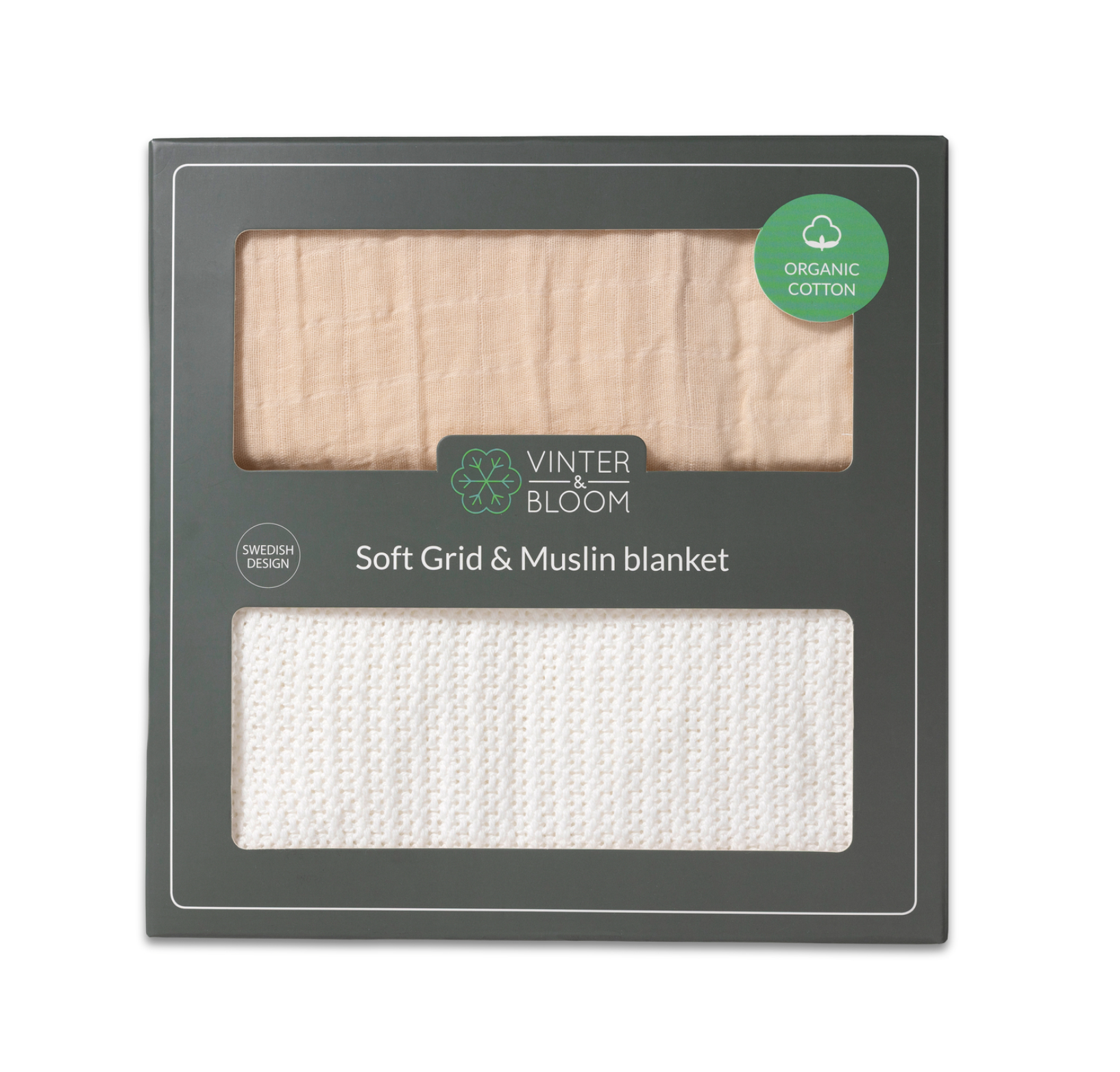 Vinter & Bloom Soft Grid+Muslin EKO 2p "Vit/Beige"