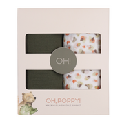Holly 2-pack Muslin Swaddle Blanket - Grön + mönster