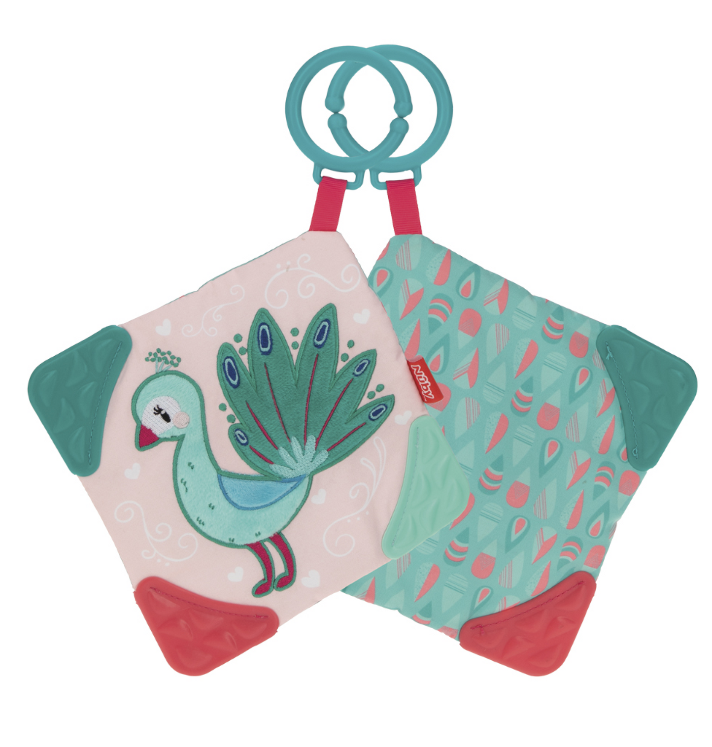 Babybok och bitleksak - Teether Blanket Peacock and Tiger 0 m +