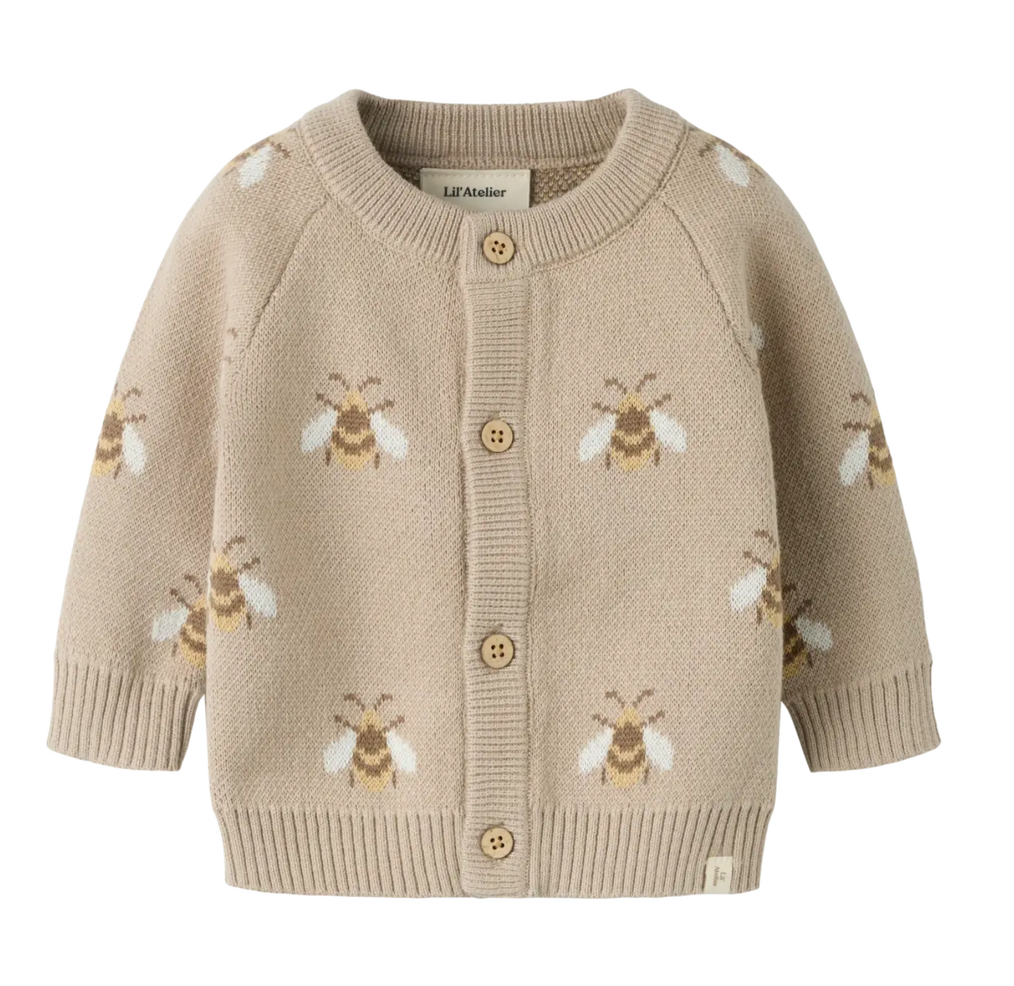 ORGANIC COTTON KNITTED CARDIGAN - NBNLAMOE LS KNIT CARD LIL - Oxford Tan BEE