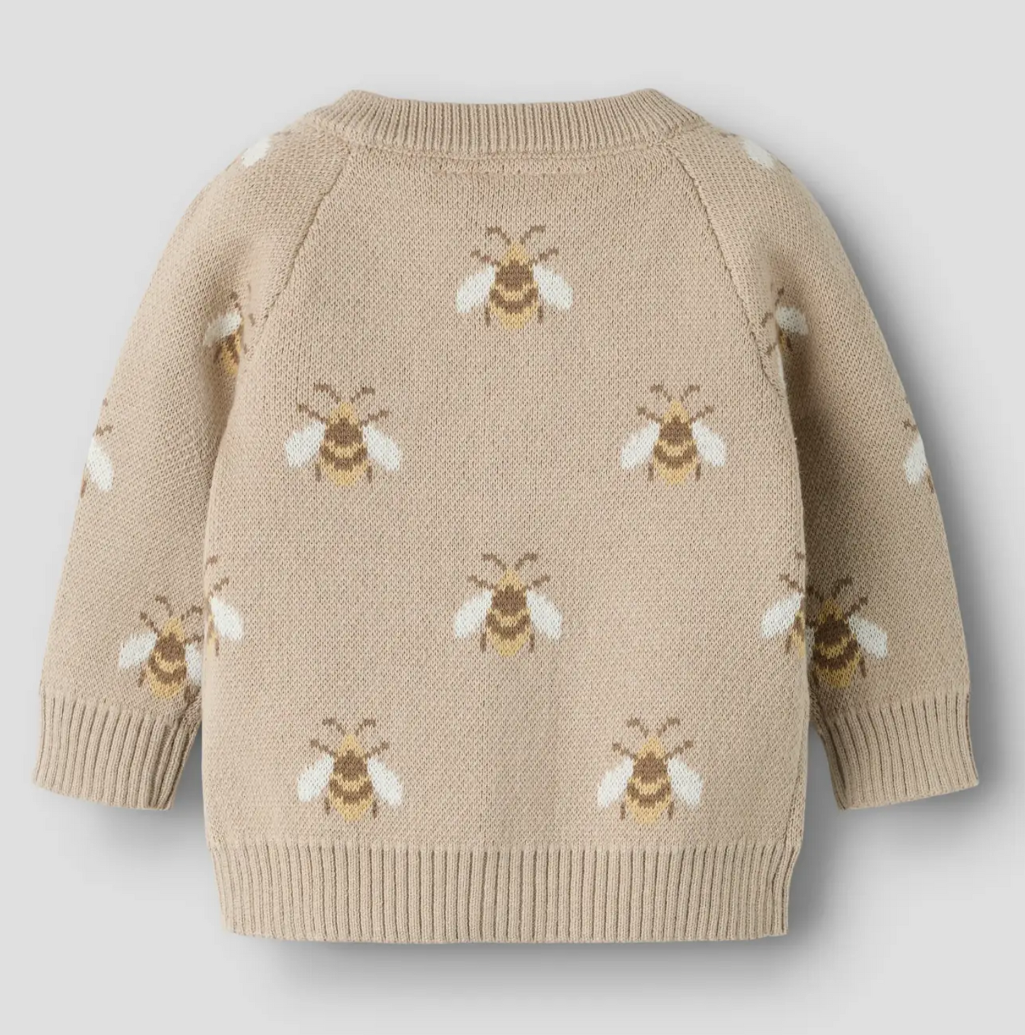 ORGANIC COTTON KNITTED CARDIGAN - NBNLAMOE LS KNIT CARD LIL - Oxford Tan BEE