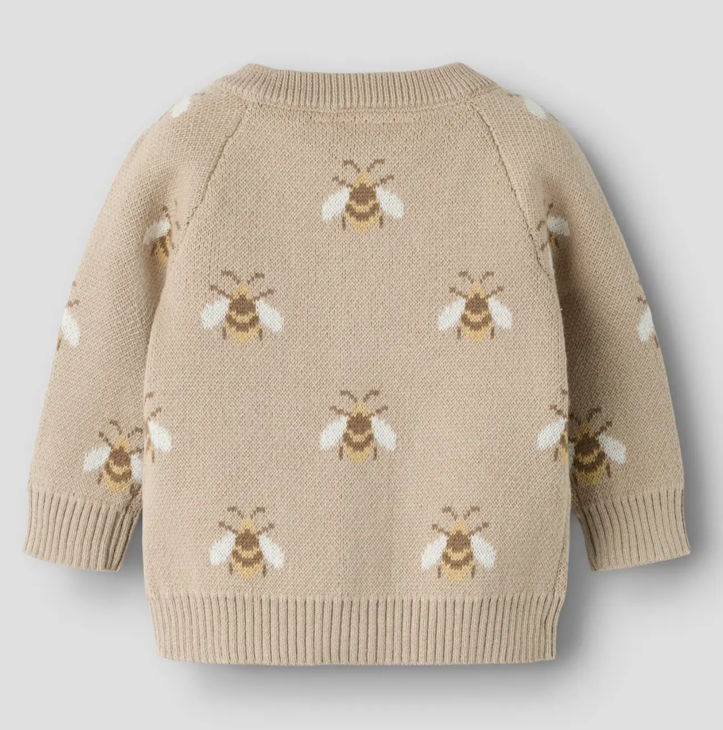 ORGANIC COTTON KNITTED CARDIGAN - NBNLAMOE LS KNIT CARD LIL - Oxford Tan BEE