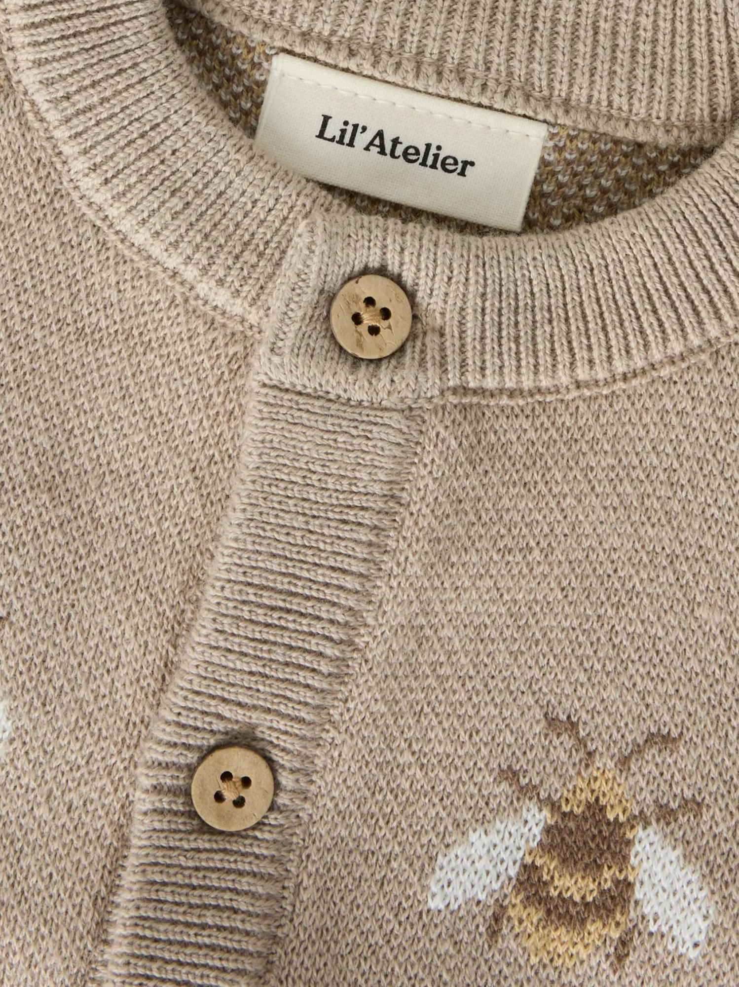 ORGANIC COTTON KNITTED CARDIGAN - NBNLAMOE LS KNIT CARD LIL - Oxford Tan BEE