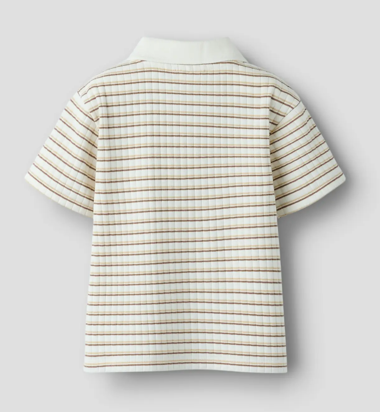 Ribbad randig pike - NMMHALDUR SS LOOSE POLO LIL - COCA MOCHA
