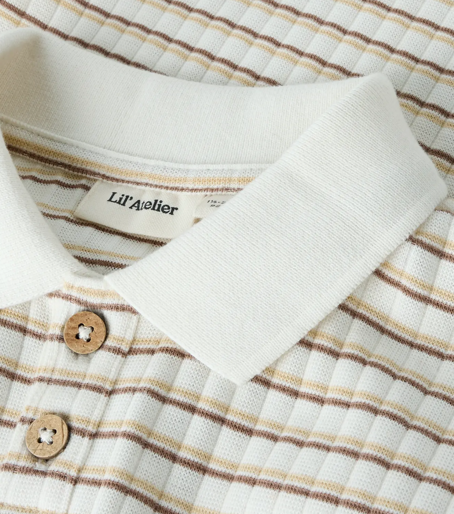 Ribbad randig pike - NMMHALDUR SS LOOSE POLO LIL - COCA MOCHA