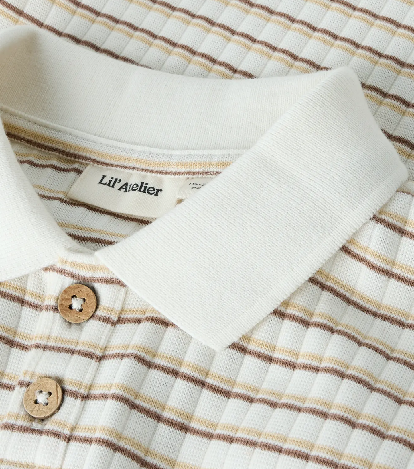 Ribbad randig pike - NMMHALDUR SS LOOSE POLO LIL - COCA MOCHA