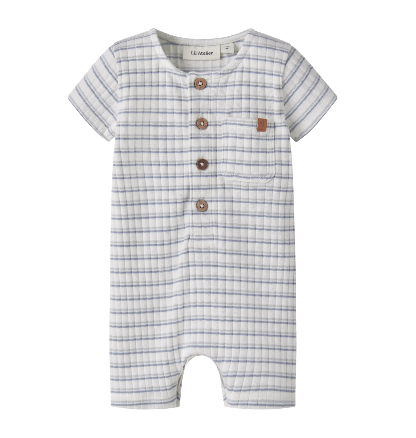 Ribbad randig bodysuit - NBMHALDUR SS LOOSE SHORT SUIT LIL -  DUSTY BLUE